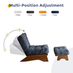 MAXYOYO Accent Recliner Chair with Ottoman, Upholstered Reclining Sofa Chair for Living Room