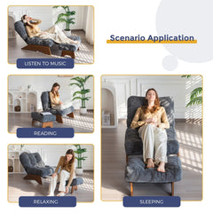 MAXYOYO Accent Recliner Chair with Ottoman, Upholstered Reclining Sofa Chair for Living Room