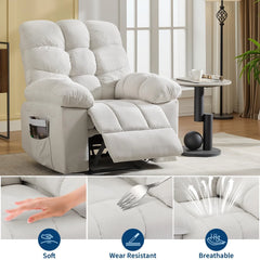 Manual Rocker Massage Recliner Chair with Heat & Vibration, Overstuffed Home Recliner