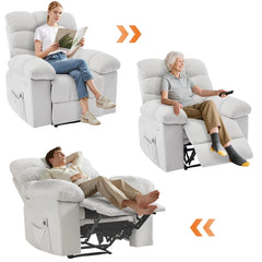 Manual Rocker Massage Recliner Chair with Heat & Vibration, Overstuffed Home Recliner