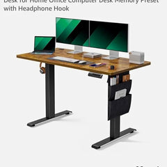 Marsail 48" x 24" Electric Standing Desk – Adjustable Height Home Office Desk, Brown/Black