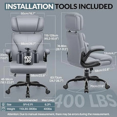 Matte Gray Big & Tall Office Chair – Ergonomic Computer Desk Chair with Lumbar Support