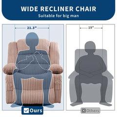 Oversized 360° Swivel Rocker Recliner Chair, 400 lb Wide Upholstered Recliner for Adults