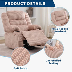 Oversized 360° Swivel Rocker Recliner Chair, 400 lb Wide Upholstered Recliner for Adults