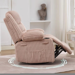 Oversized 360° Swivel Rocker Recliner Chair, 400 lb Wide Upholstered Recliner for Adults