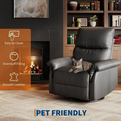 Oversized PU Leather Manual Recliner Chair, Upholstered Home Theater Sofa Seat