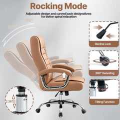 PU Leather Executive Office Chair – Ergonomic Swivel Computer Desk Chair