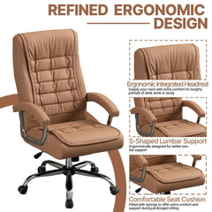 PU Leather Executive Office Chair – Ergonomic Swivel Computer Desk Chair