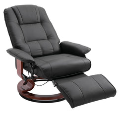 PU Leather Swivel Recliner Chair with Footrest, Adjustable Manual Reclining Chair, Black
