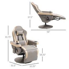 PU Manual Recliner Armchair with Footrest, 135° Adjustable Reclining Lounge Chair