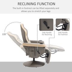 PU Manual Recliner Armchair with Footrest, 135° Adjustable Reclining Lounge Chair