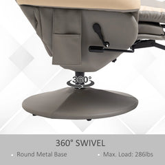 PU Manual Recliner Armchair with Footrest, 135° Adjustable Reclining Lounge Chair