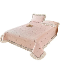 Korean Lace Ruffles Spring Bedsheet Princess Quilted Bedspread Air-conditioning Blanket Single Double Sheet Mattress Cover