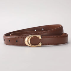 Smooth Buckle Belt PU Leather Women Business Casual