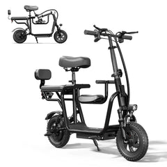 Spacewalk 36V Electric Scooter with 3 Seats for Adults Power by 500W Motor Peak, E Bike with 14" Tire and 20 Miles Range&17.4Mph