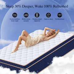 12"14"16" Full Queen King Size Hybrid Mattress in a Box with Gel Memory Foam Mattresses Medium Firm Motion Isolation