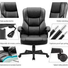 Furmax Office Executive Chair High Back Adjustable Managerial Home Desk Chair Swivel Computer PU Leather Chair Lumbar Support