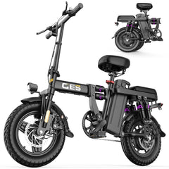 500W Electric Bicycles Ebike E-Bike For Adults, 3-Riding Modes, 14' Foldable Ebike, With Charger And Battery, MAX Speed 19.9 MPH, Dual Disc Brakes, With A Basket And Lock, Durable And Lightweight Frame, All-Terrain Foldable Ebike