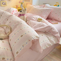 100%Cotton Bedding Set Cartoon Printed Bedclothes Skin-friendly Duvet Cover Set with Bedsheet for Home Bedding Sets 이불세트