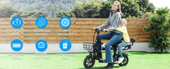 Spacewalk 36V Electric Scooter with 3 Seats for Adults Power by 500W Motor Peak, E Bike with 14" Tire and 20 Miles Range&17.4Mph