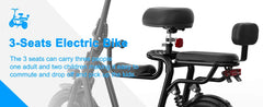 Spacewalk 36V Electric Scooter with 3 Seats for Adults Power by 500W Motor Peak, E Bike with 14" Tire and 20 Miles Range&17.4Mph