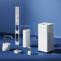 Homcom Portable Air Conditioner 3 in 1 9000 Btu Cooler Fan Dehumidifier 24.1 L/Day with Remote Control Screen