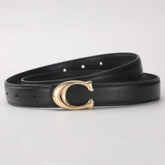 Smooth Buckle Belt PU Leather Women Business Casual