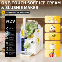 Ice Cream Machine Frozen Drink Maker, Slushie Machine for Home - Slushy Machine Maker No Ice Needed Self Cleaning, 5 Preset for Soft Serve Ice Cream, Slushie, Margarita, Frappés, Milkshake