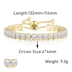 PAVOI 14k Gold Plated Tennis Bracelets for Women - Paperclip Link Chain and Cubic Zirconia Gold Bracelet - Trendy Bridal Jewelry