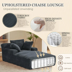 80 Zoll Chaiselongue für Innenbereiche, überdimensionales gepolstertes Sofabett aus Cord ohne Gestell, tiefes Schlafsofa Lesesessel, Cl