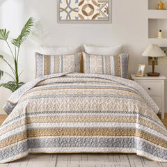 【dealsforyou】Parures de lit réversibles imprimées ultra douces Baleines Flottilla, très grand lit, couvre-lits et couvre-lits légers à motifs géométriques et rayures avec 2 taies d'oreiller pour toutes les saisons