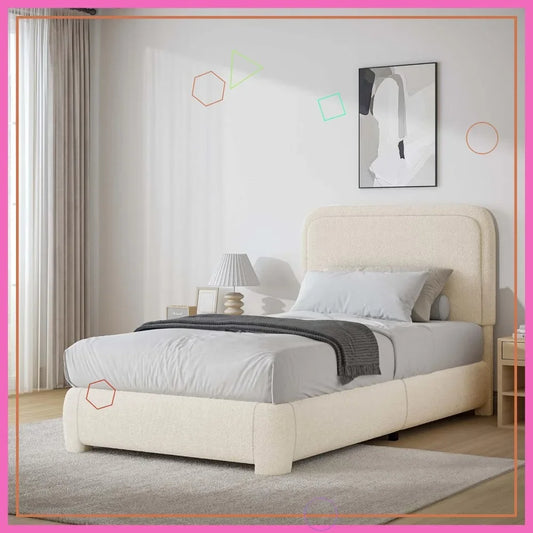 Queen Boucle Bed Frame with Storage