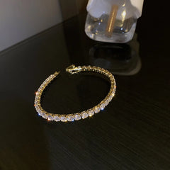 PAVOI 14K vergoldetes klassisches Tennisarmband mit Zirkonia | Goldarmbänder für Damen | 4mm Zirkonia, Größe 16,5-19 cm
