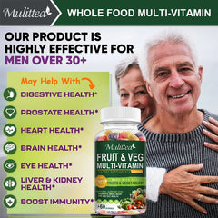 Mulittea Natural Vegetable & Fruit Gummies Anti-Constipation Detox Daily Fruit Help Digestion Multiple Vitamins Supplement