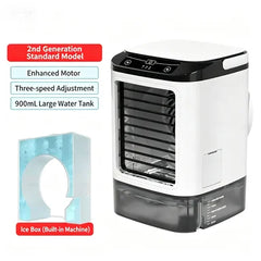 Air Conditioner Portable Fan Desktop Dual Spray Ultrasonic Atomization 3-Speed Mute Air Cooler Night Light Electric Fan for Home
