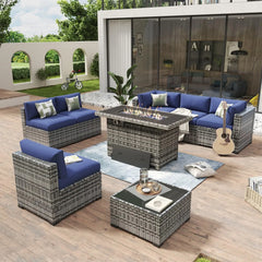 7 Piece Patio Furniture Set Wicker Rattan Patio Conversation Set Outdoor Sectional Sofa Set with Coffee Table and, Customized