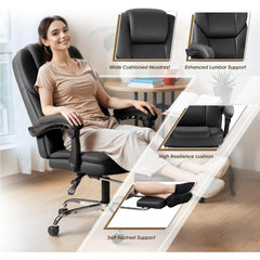 Fauteuil de bureau de direction avec repose-pieds, fauteuil de bureau grand et robuste, chaises de bureau ergonomiques pour la maison, inclinables, dossier haut, personnalisable