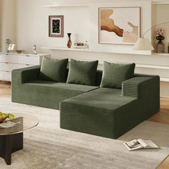 【New Year Special Discount】 Niccae 132'' Oversized U-Shaped Modular Sofa, 3 PCS, Modern Corner Cloud Sofa with Plush Corduroy, Full Foam Lounge, Double Chaise & 6 Cushions for Living Room