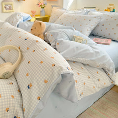 100%Cotton Bedding Set Cartoon Printed Bedclothes Skin-friendly Duvet Cover Set with Bedsheet for Home Bedding Sets 이불세트