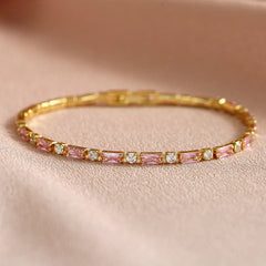 14K gold-plated bracelet Square link jointed chain Punk hip-hop style men's and women's universal bracelet Golden tone fashionable accessory waterproof women's bracelet