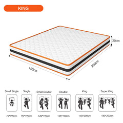 Hybrid Memory Foam and Spring Breathable Mattress, 2ft6/3/4/4ft6/5/6ft Orthopaedic Comfort, Pressure Relief and Hypoallergenic