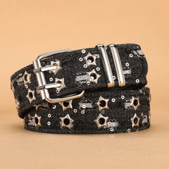 3.8cm Pure Cowhide Leather Belt For Men Embossed Copper Buckle