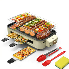 Elektrischer rauchfreier koreanischer Indoor-BBQ-Grill, antihaftbeschichtete, abnehmbare Platte, 5 einstellbare Temperaturen, spülmaschinenfest, 1500 W, Küchengeräte, Grillmaschine