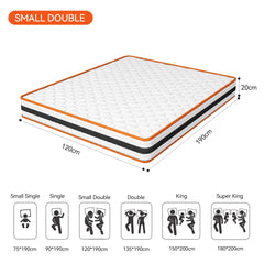 Hybrid Memory Foam and Spring Breathable Mattress, 2ft6/3/4/4ft6/5/6ft Orthopaedic Comfort, Pressure Relief and Hypoallergenic
