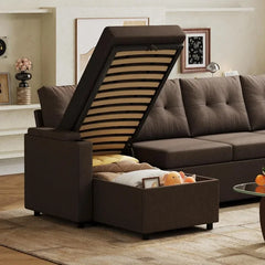 Niccae 132.5" U-Shape Convertible Modular Corduroy Sofa - 5-Seat, No Assembly, Modern, Comfortable, Pet-Friendly, Ships in 2 Packs, Couches for Living Room, Apartment & Studio Furniture