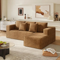【3 Unterpakete】 Niccae 101" L-förmiges modulares Ecksofa – knochenloses Wolkensofa mit Cordstoff, Memory-Schaum-Unterstützung & montagefreies Design – Perfektes flauschiges Sofa für das Wohnzimmer