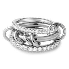 PAVOI Chunky Interlock Statement Ring for Women - 14K Gold Plated Multi-Band Interlocking Ring - Cubic Zirconia Statement Bands Jewelry