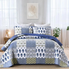 【Sommerlaune】Walflotte Wendedecken, leichte Boho-Tagesdecken mit Druckmuster, Bettüberwurf-Set mit 2 Kissenbezügen für King/Queen-Size, 1 Kissenbezug für Twin-Size, weich für alle Jahreszeiten