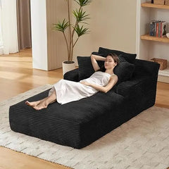 80 Zoll Chaiselongue für Innenbereiche, überdimensionales gepolstertes Sofabett aus Cord ohne Gestell, tiefes Schlafsofa Lesesessel, Cl