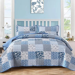 【Sommerlaune】Walflotte Wendedecken, leichte Boho-Tagesdecken mit Druckmuster, Bettüberwurf-Set mit 2 Kissenbezügen für King/Queen-Size, 1 Kissenbezug für Twin-Size, weich für alle Jahreszeiten
